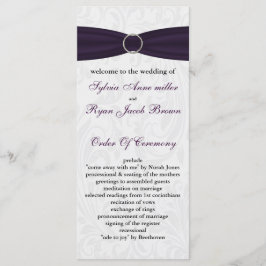 damask paarse bruiloft programma programmakaart