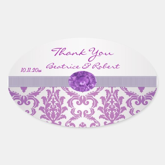 Damask paarse, edelsteen afbeelding Dank u Sticker (Voorkant)