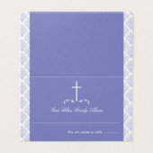 Damask Paarse eerste Communie Religieus Kruis Kaart (Buitenkant ongevouwen)