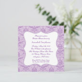 Damask Paarse Elegance Uitnodiging (Staand voorkant)