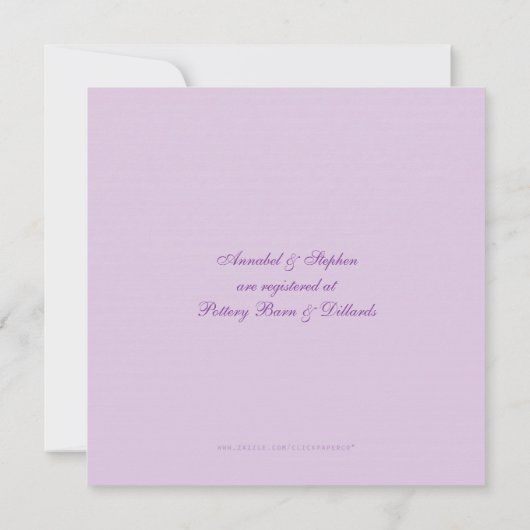 Damask Paarse Elegance Uitnodiging (Achterkant)