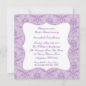 Damask Paarse Elegance Uitnodiging (Voorkant)