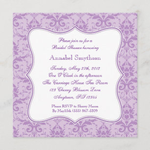 Damask Paarse Elegance Uitnodiging