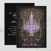 Damask Paarse kroonluchter Vrijgezellenfeest Kaart (Voorkant / Achterkant)