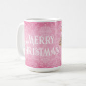 Damask Paarse Roze Ornamenten Kerst Koffiemok (Voorkant links)