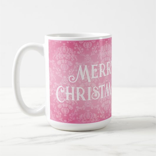  Damask Paarse Roze Ornamenten Kerst Koffiemok (Links)
