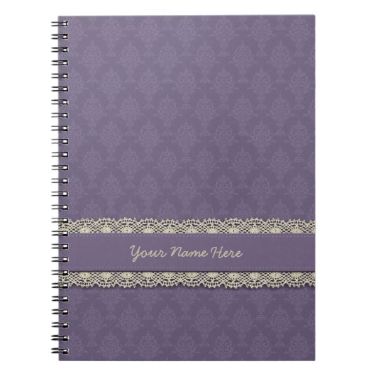 Damask Paarse Tone op Tone Notitieboek (Voorkant)