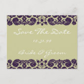 Damask Paarse Wedding Aankondigingskaart (Voorkant)
