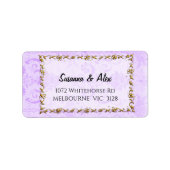  Damask Paarse Wedding Etiket (Voorkant)