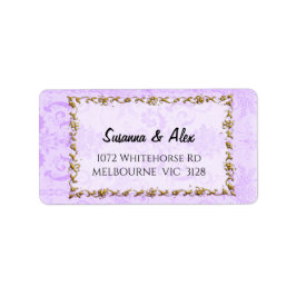  Damask Paarse Wedding Etiket