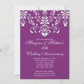 Damask Paarse Wedding Jubileum Uitnodiging (Voorkant)
