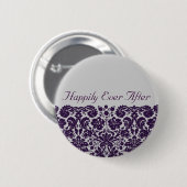 Damask Paarse Wedding Ronde Button 5,7 Cm (Voorkant /achterkant)