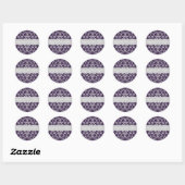 Damask Paarse Wedding Ronde Sticker (Vel)