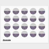 Damask Paarse Wedding Ronde Sticker (Vel)