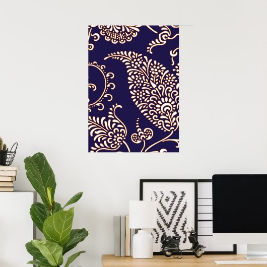 Damask  paisley girale griezakpatronen poster (Thuiskantoor)