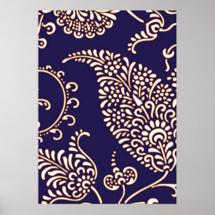 Damask  paisley girale griezakpatronen poster