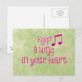 Damask Paper met Lied in je Hart Quote Briefkaart (Voorkant / Achterkant)
