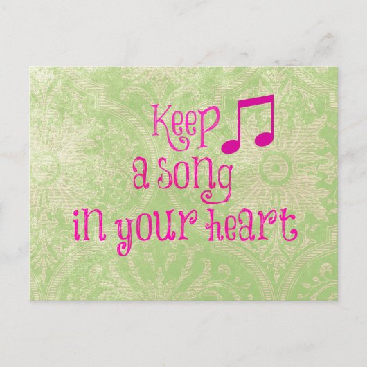 Damask Paper met Lied in je Hart Quote Briefkaart (Voorkant)