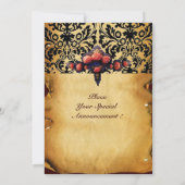 DAMASK PARCHCHMENT EN PINK CORAL ROZEN KAART (Achterkant)