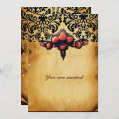 DAMASK PARCHCHMENT EN PINK CORAL ROZEN KAART (Voorkant / Achterkant)