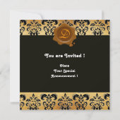 DAMASK PARCHMENT WAX SEAL MONOGRAM, zwart en bruin Kaart (Achterkant)