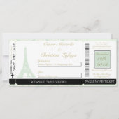 Damask Paris Boarding Pass Trouwuitnodiging Kaart (Voorkant)