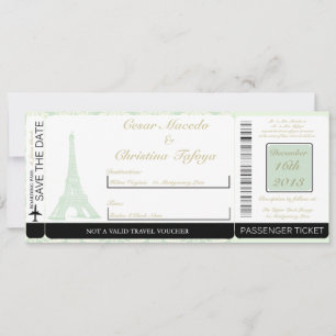 Damask Paris Boarding Pass Trouwuitnodiging Kaart