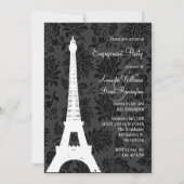 Damask Paris Engagement Party Kaart (Voorkant)