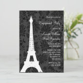 Damask Paris Engagement Party Kaart (Staand voorkant)