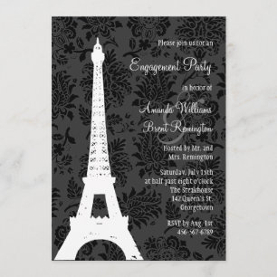 Damask Paris Engagement Party Kaart