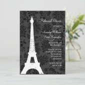 Damask Paris Rehearsal Dinner (zwart) Kaart (Staand voorkant)