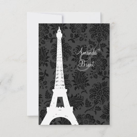 Damask Paris RSVP (zwart) Kaartje (Achterkant)