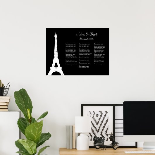 Damask Paris Seating Chart Poster (Thuiskantoor)