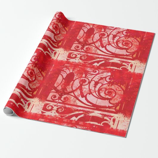  Damask Paris Valentijn Red en Roze Cadeaupapier (Uitgerold)