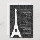 Damask Paris Wedding Invitation (zwart) Kaart (Voorkant)