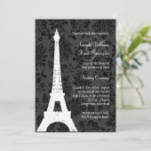 Damask Paris Wedding Invitation (zwart) Kaart (Staand voorkant)