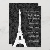 Damask Paris Wedding Invitation (zwart) Kaart (Voorkant / Achterkant)