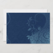 Damask Parisienne - Dark Sapphire Blue Wedding Kaart (Achterkant)