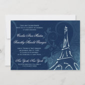 Damask Parisienne - Dark Sapphire Blue Wedding Kaart (Voorkant)