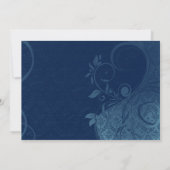 Damask Parisienne - Dark Sapphire Blue Wedding Kaart (Achterkant)