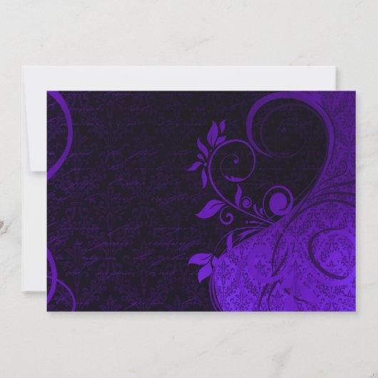 Damask Parisienne: Elektrische Blauwgroen en Paars Kaart (Achterkant)