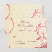 Damask Parisienne - Honeysuckle & Ivory RSVP Kaartje (Voorkant / Achterkant)