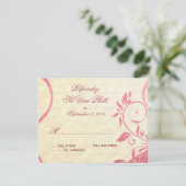 Damask Parisienne - Honeysuckle & Ivory RSVP Kaartje (Staand voorkant)