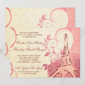 Damask Parisienne - Honeysuckle & Ivory Wedding Kaart (Voorkant / Achterkant)