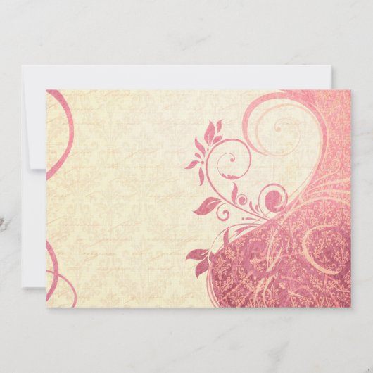 Damask Parisienne - Honeysuckle & Ivory Wedding Kaart (Achterkant)