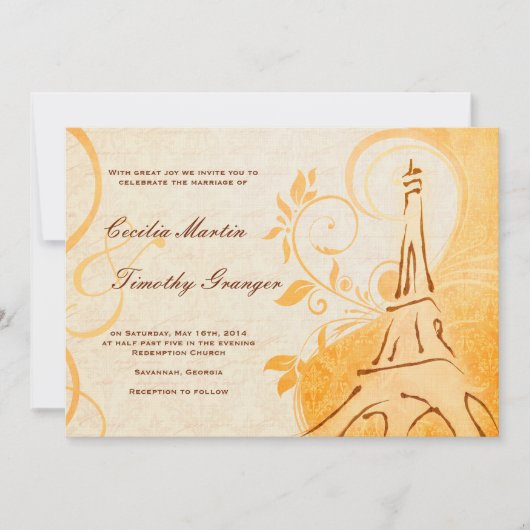 Damask Parisienne - Marmalade & Herfst Spice Weddi Kaart (Voorkant)