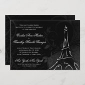 Damask Parisienne - Midnight Black Wedding Kaart (Voorkant / Achterkant)