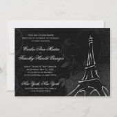 Damask Parisienne - Midnight Black Wedding Kaart (Voorkant)