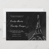 Damask Parisienne - Midnight Black Wedding Kaart (Voorkant)