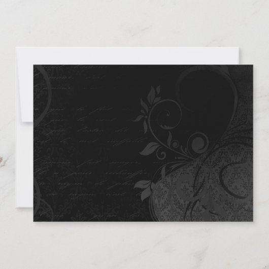 Damask Parisienne - Midnight Black Wedding Kaart (Achterkant)